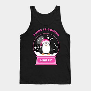 Xmas Is Coming Happy Penguin (Pink) Tank Top